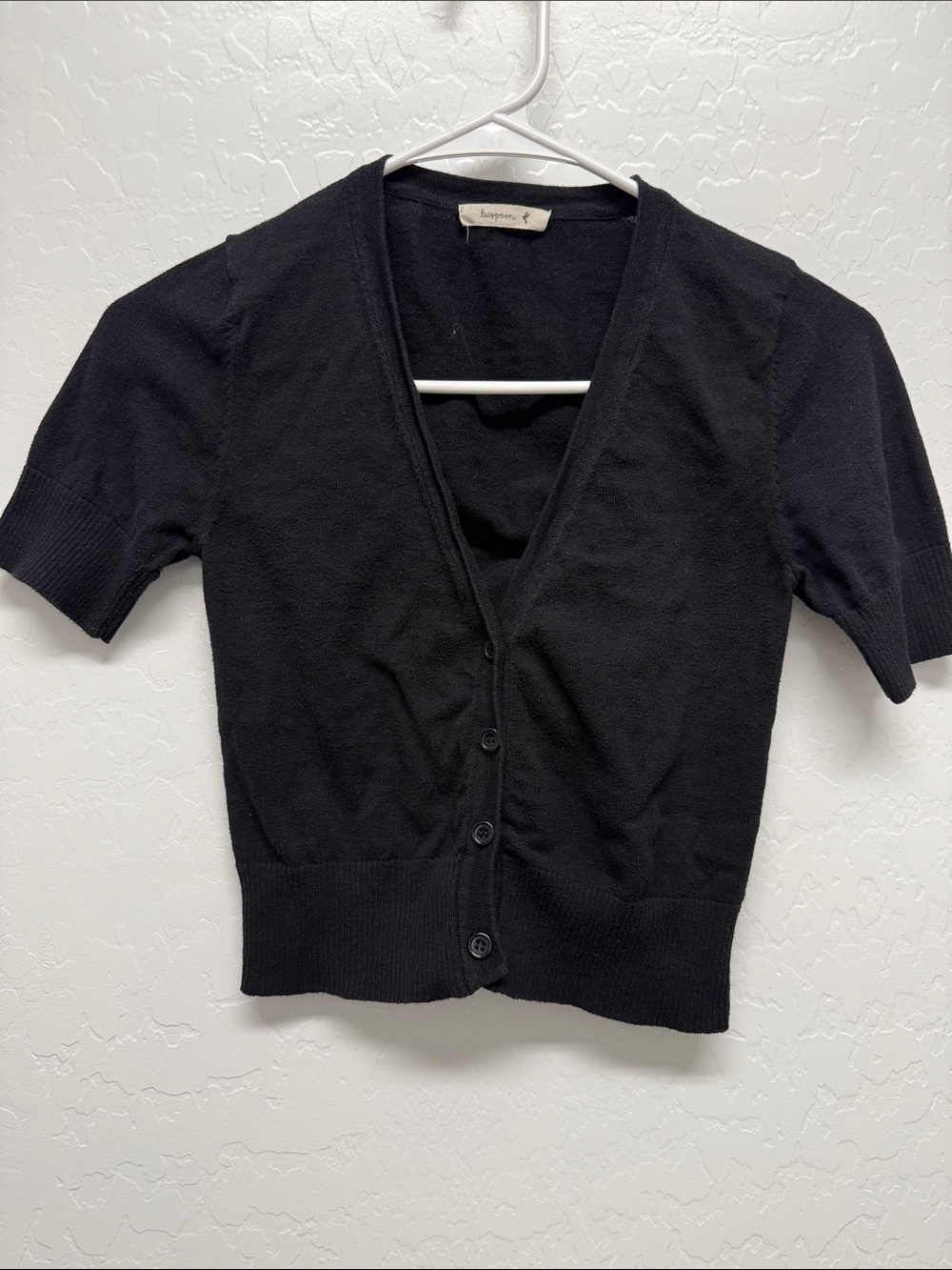 Black Short Sleeve Buttoned Cardigan